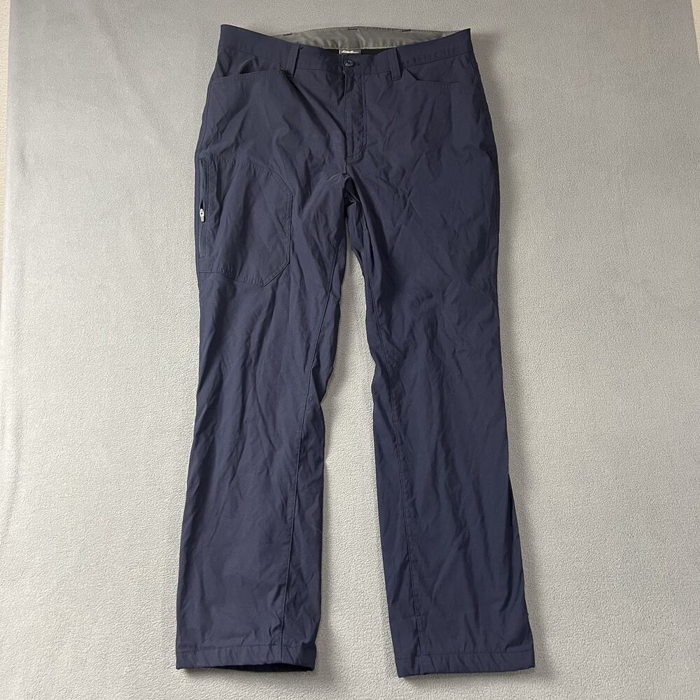 Eddie Bauer Pants Men 36X32 Blue Hiking Cargo Fleece Lined Outdoors Outerwear